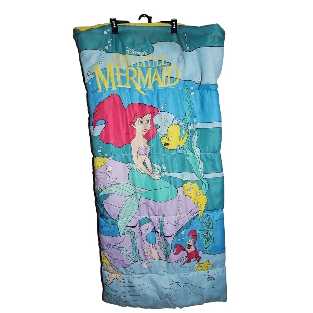 VTG DISNEY THE LITTLE MERMAID ARIEL KIDS SLEEPING BAG 80s 90s FLOUNDER SEBASTIAN